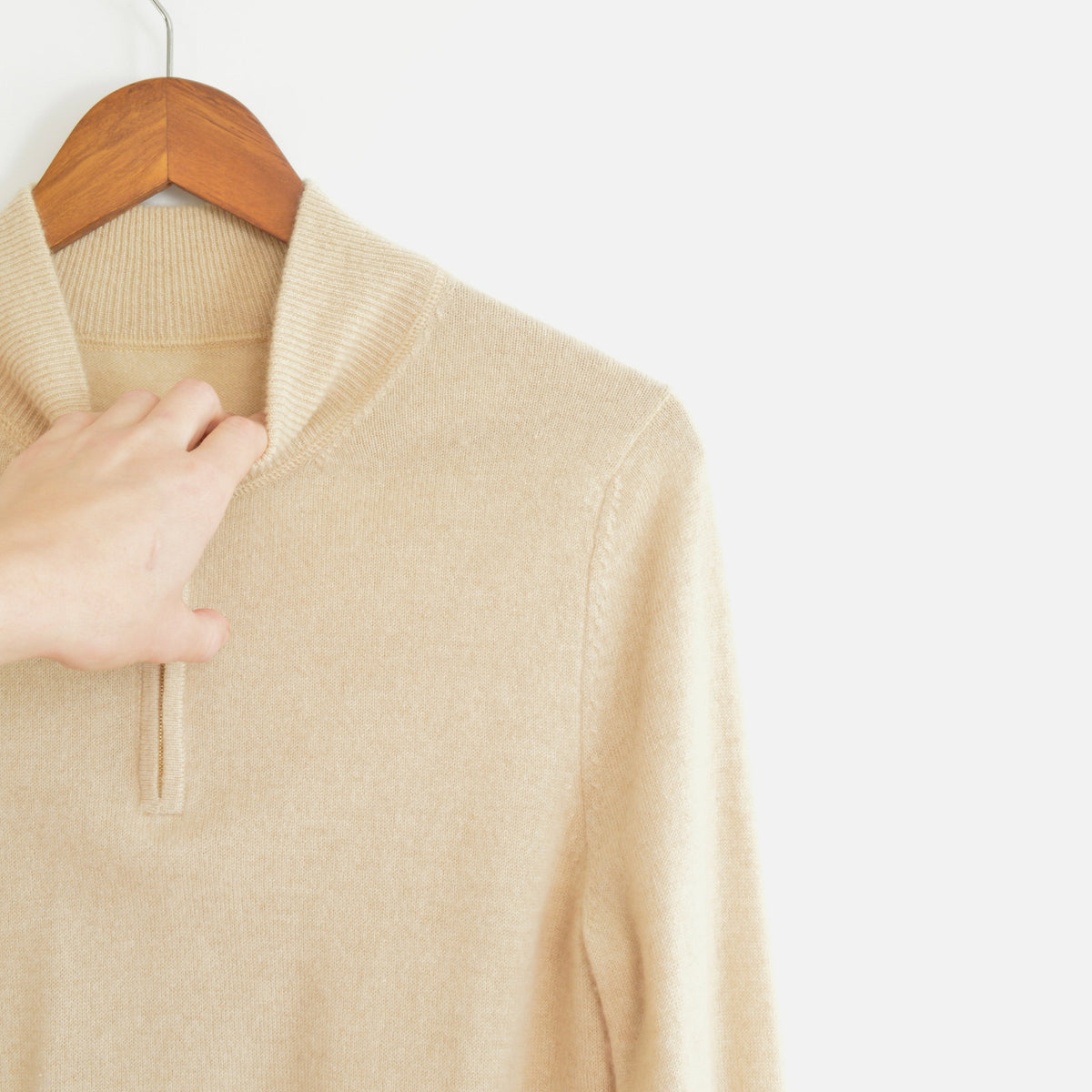 perfect oatmeal cashmere half zip sweater