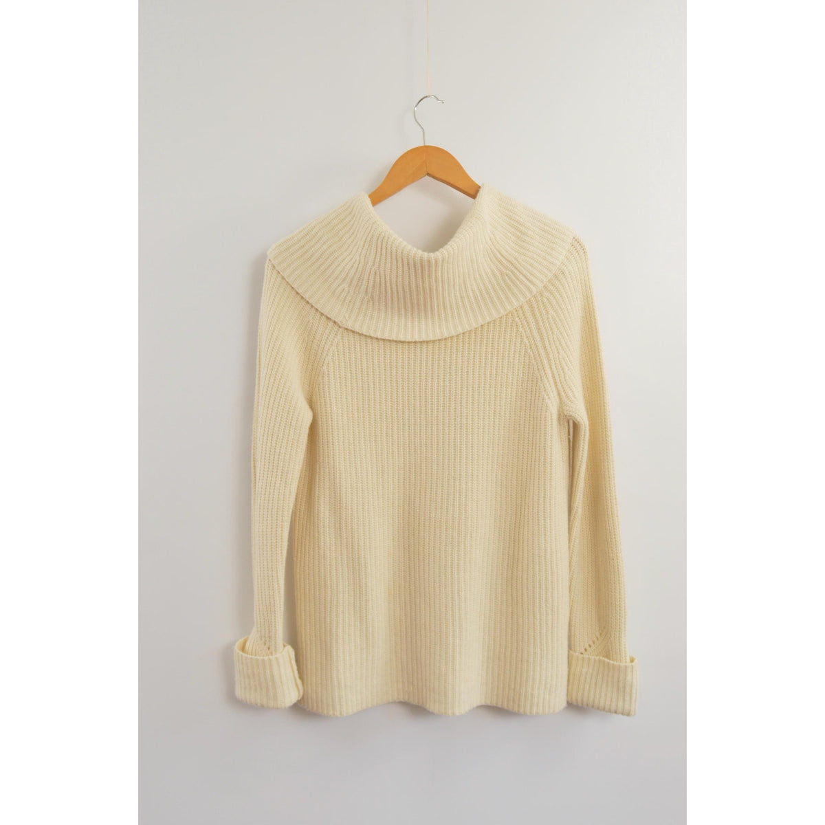 oversized cowl neck crochet ivory sweater