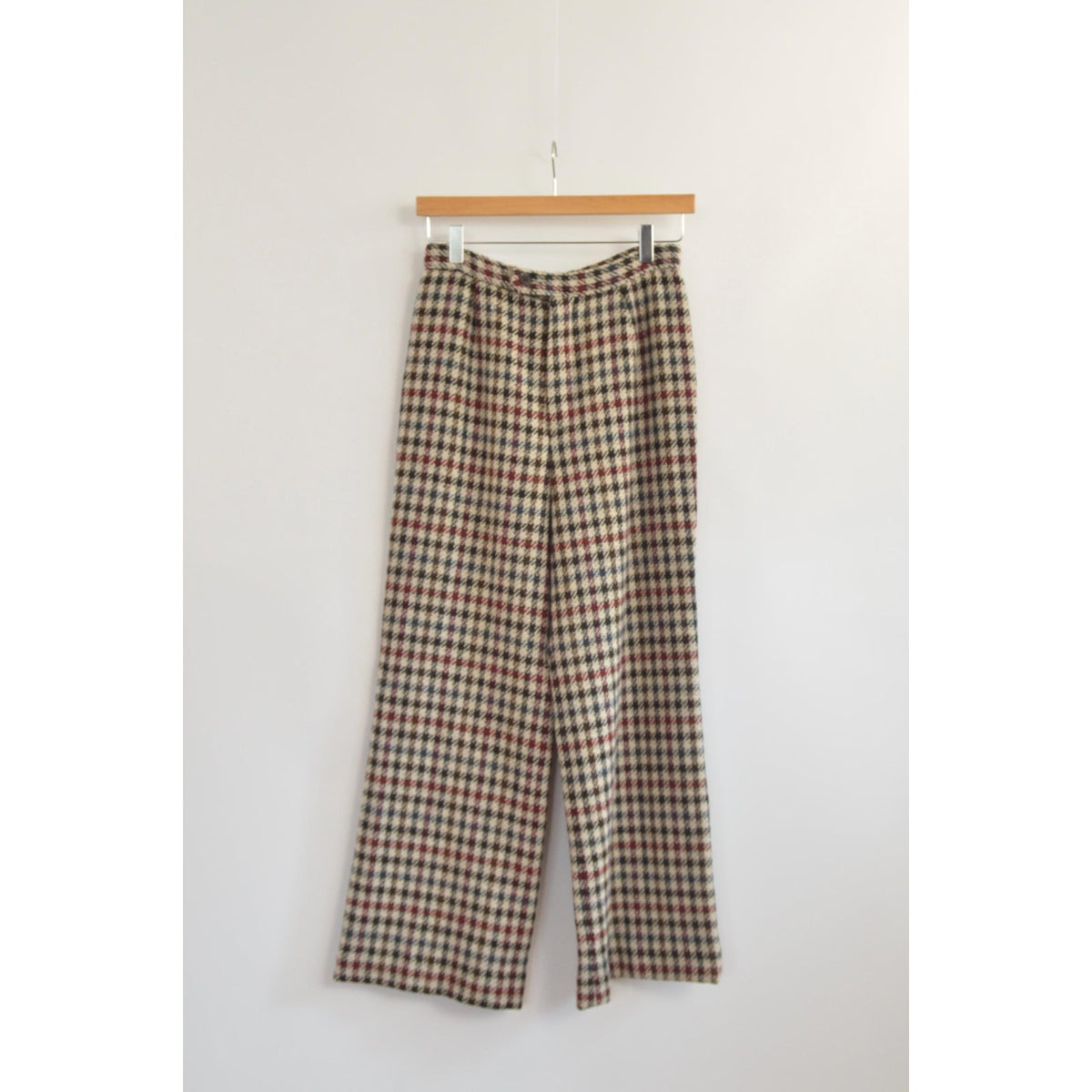 26 x 27 beige and black houndstooth wide leg wool pants