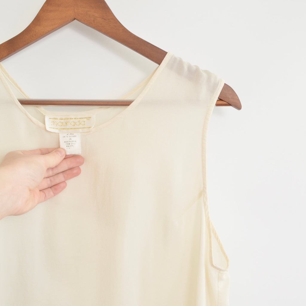 sheer creamy ivory silk tank
