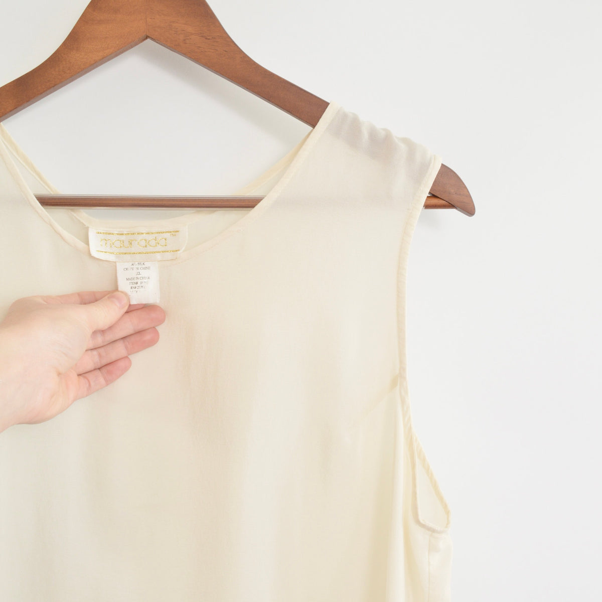 sheer creamy ivory silk tank