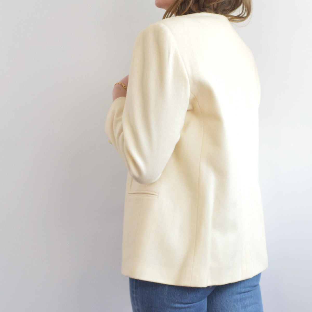pure wool cream single button blazer