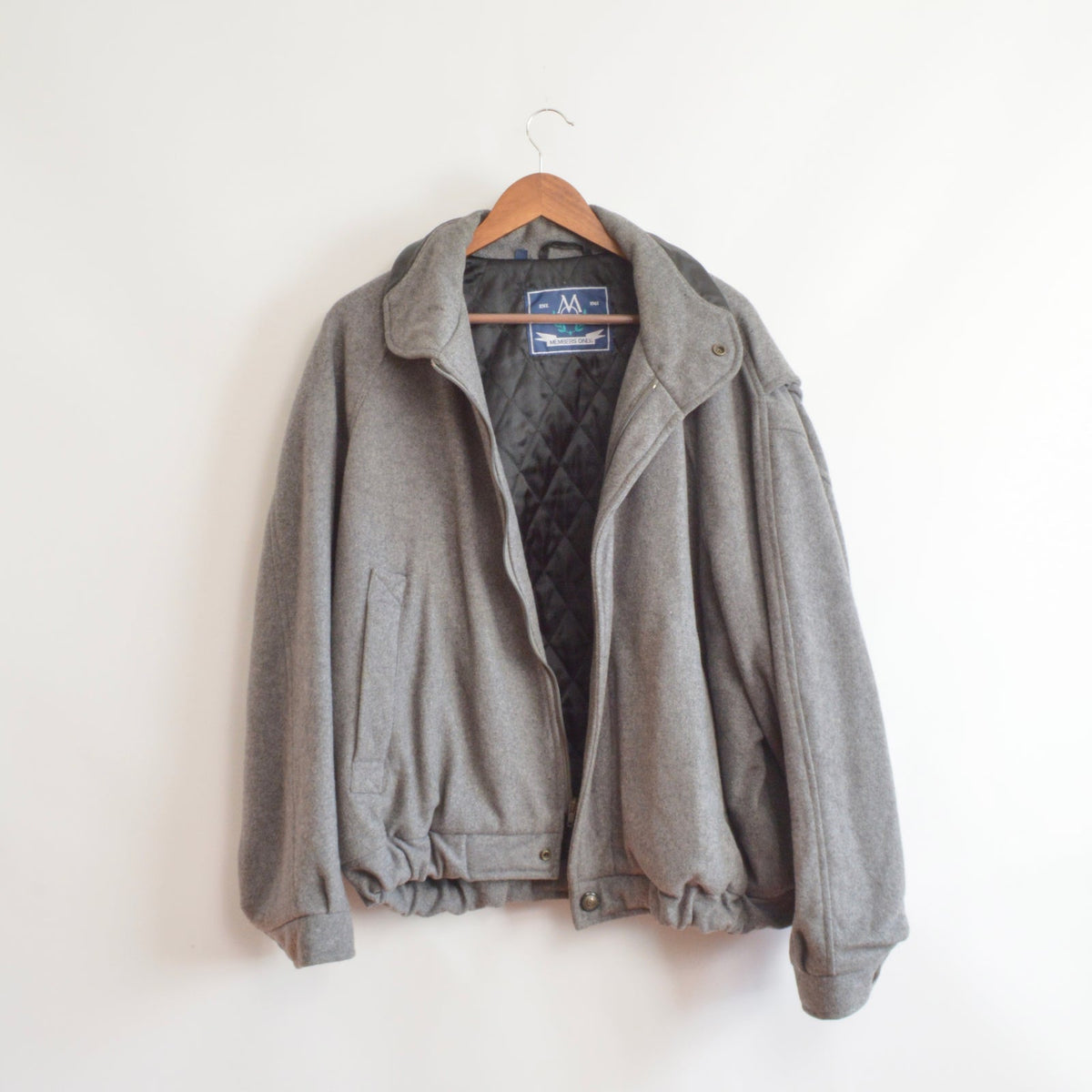 gray wool vintage member’s only bomber jacket