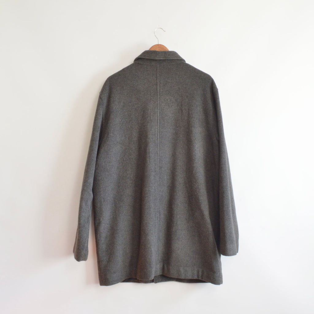 charcoal gray wool and cashmere blend mid length winter coat