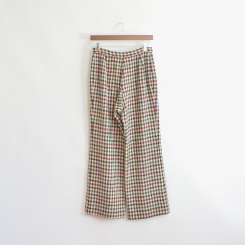 26 x 27 beige and black houndstooth wide leg wool pants