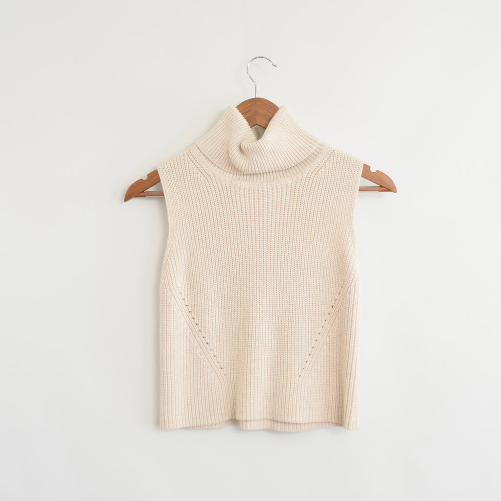 light beige cropped cotton turtleneck sweater tank
