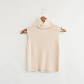 light beige cropped cotton turtleneck sweater tank