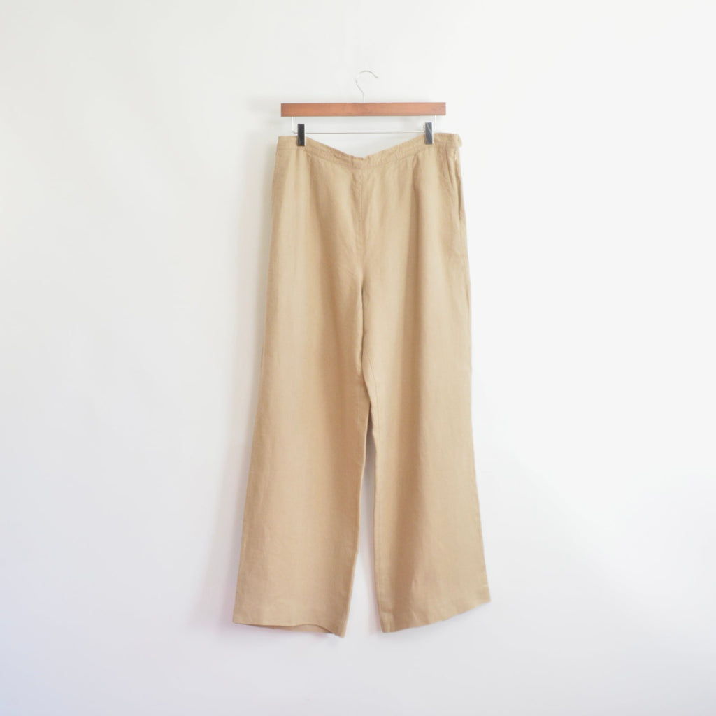 fully lined wide leg tan linen pants
