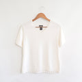 white sweater knit crochet trim pure cotton tee