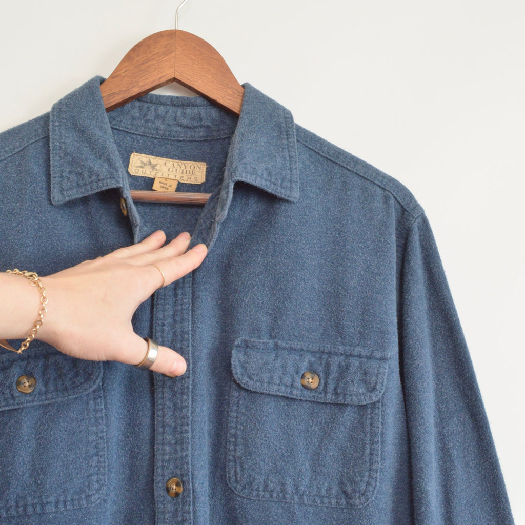 thick denim blue canyon guide flannel button down