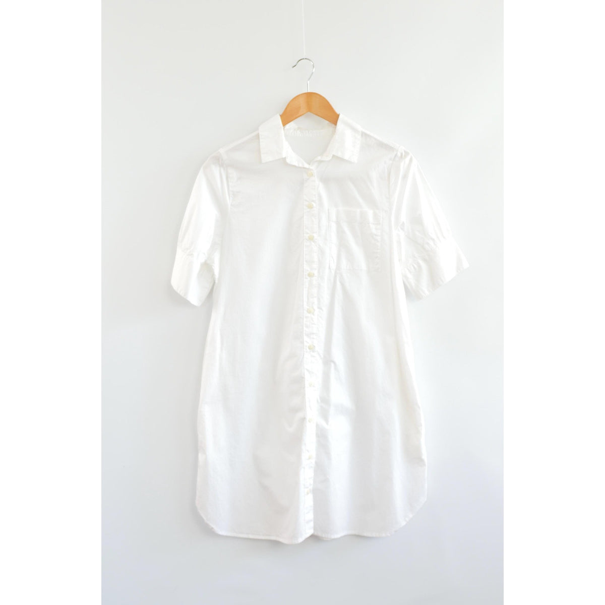 white cotton mini shirt dress