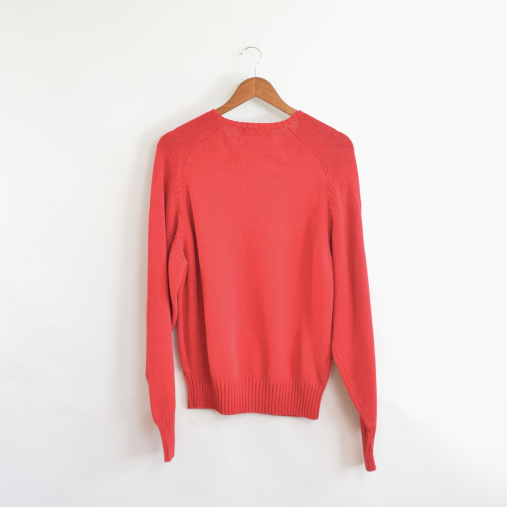 bright cherry red vintage polo by ralph lauren cotton crew neck sweater