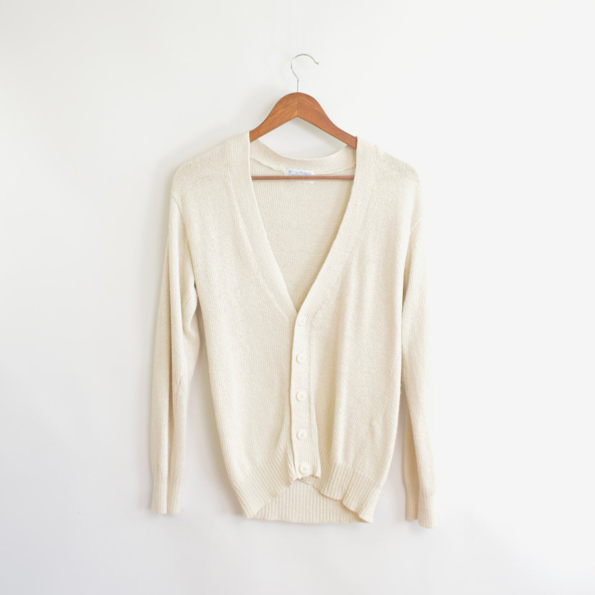 simple off-white silk and cotton blend cardigan