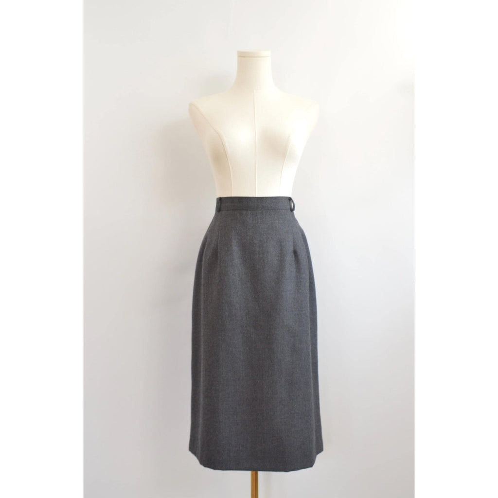 size 12 charcoal gray knee length wool tulip skirt