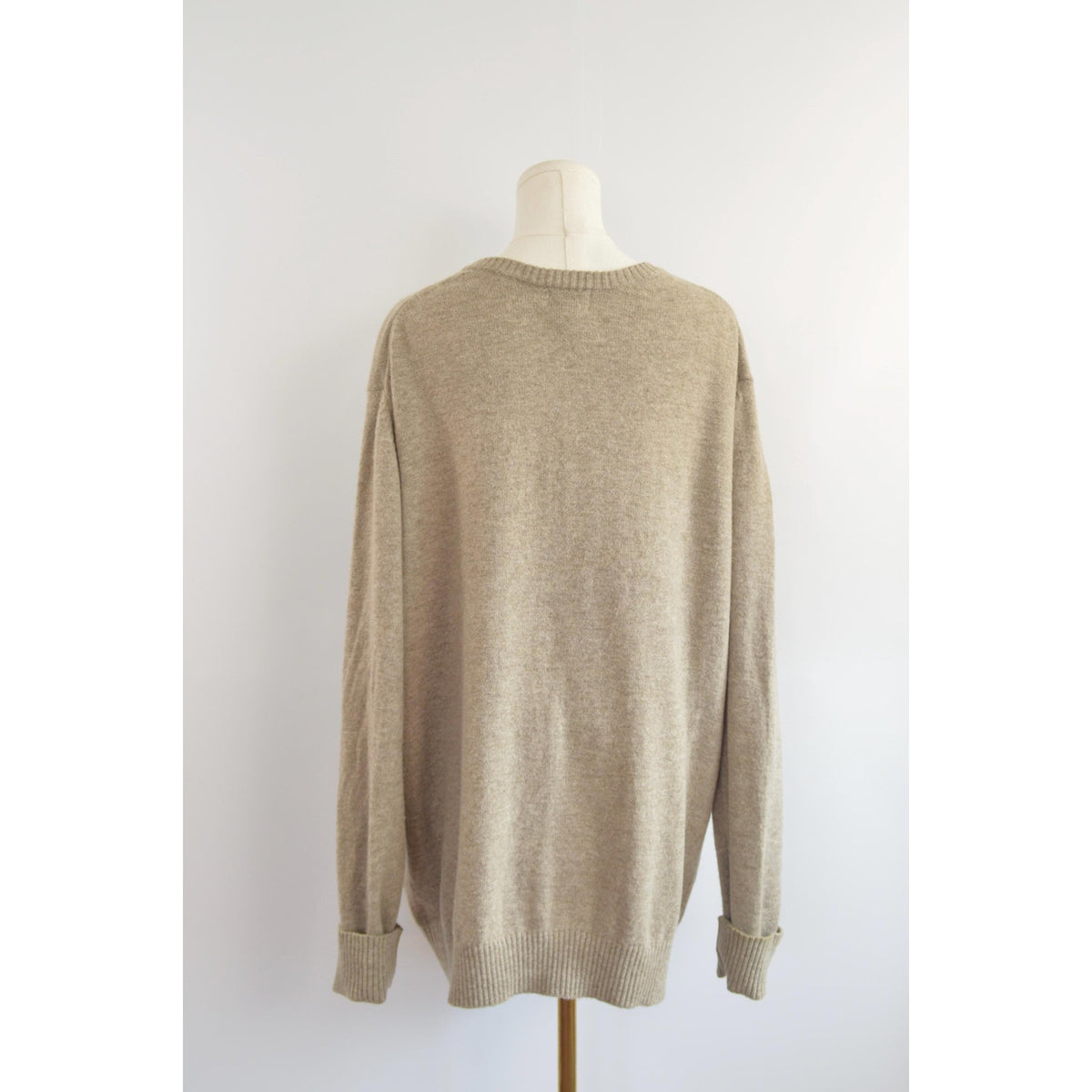 oversized cozy vintage ll bean v neck oatmeal wool sweater