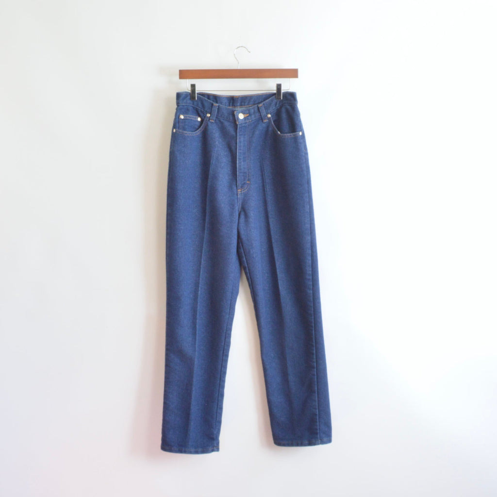 dark wash cowboy style high waisted seamed straight leg sheplers denim