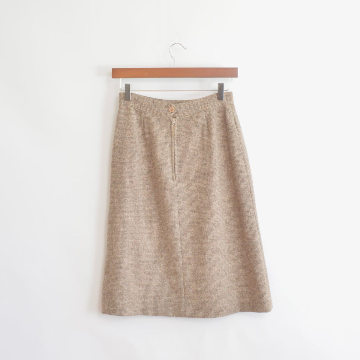 small vintage saks fifth avenue beige and brown woven wool side split skirt