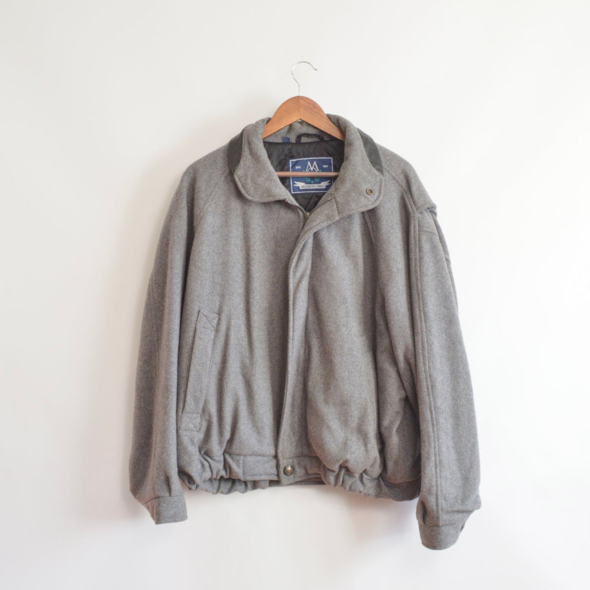 gray wool vintage member’s only bomber jacket