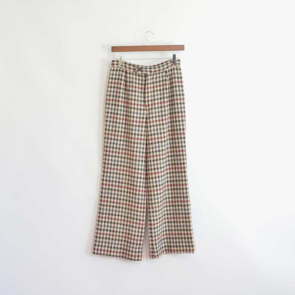 26 x 27 beige and black houndstooth wide leg wool pants