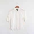 white cotton quarter length sleeve vintage ralph lauren button down