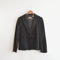 pure suede leather black slightly cropped single button jacket