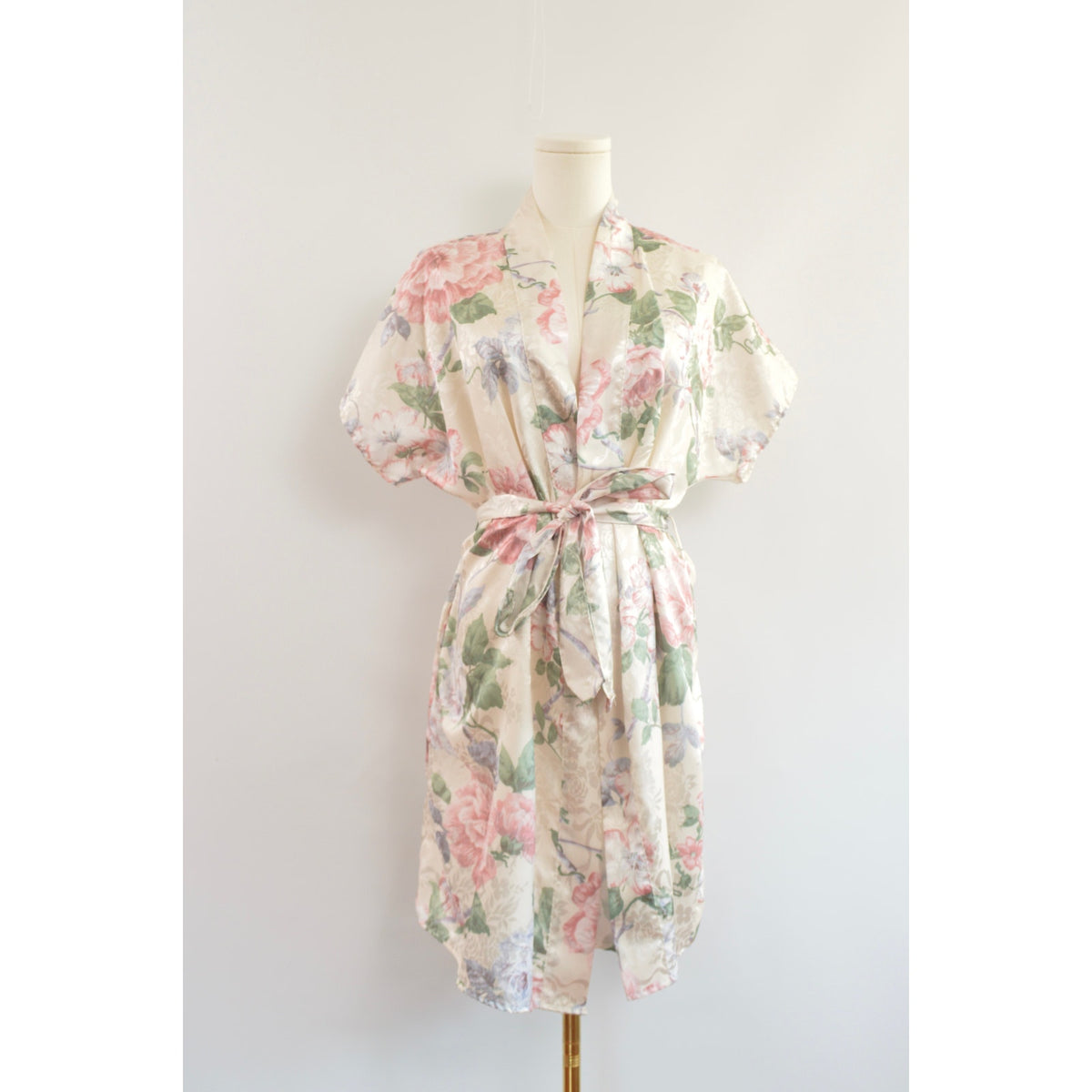 silky floral robe/ beach cover up