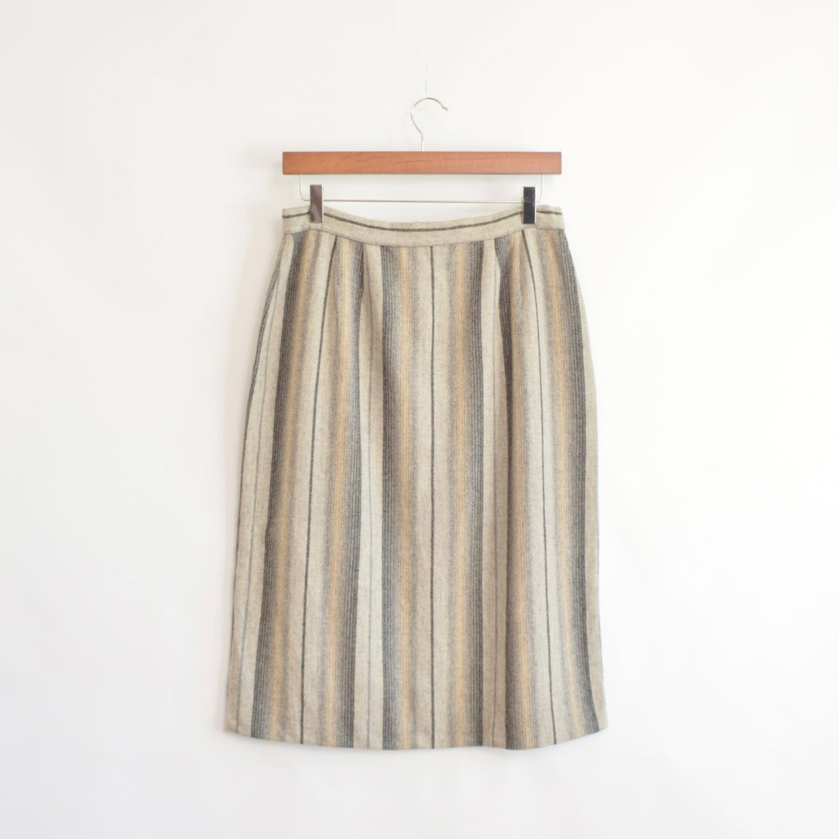 vintage homemade striped knee length wool skirt