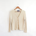 beige/gray liz sport cotton ribbed cardigan