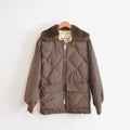 super cool park ranger meets cowboy brown puffer coat with fluffy collar