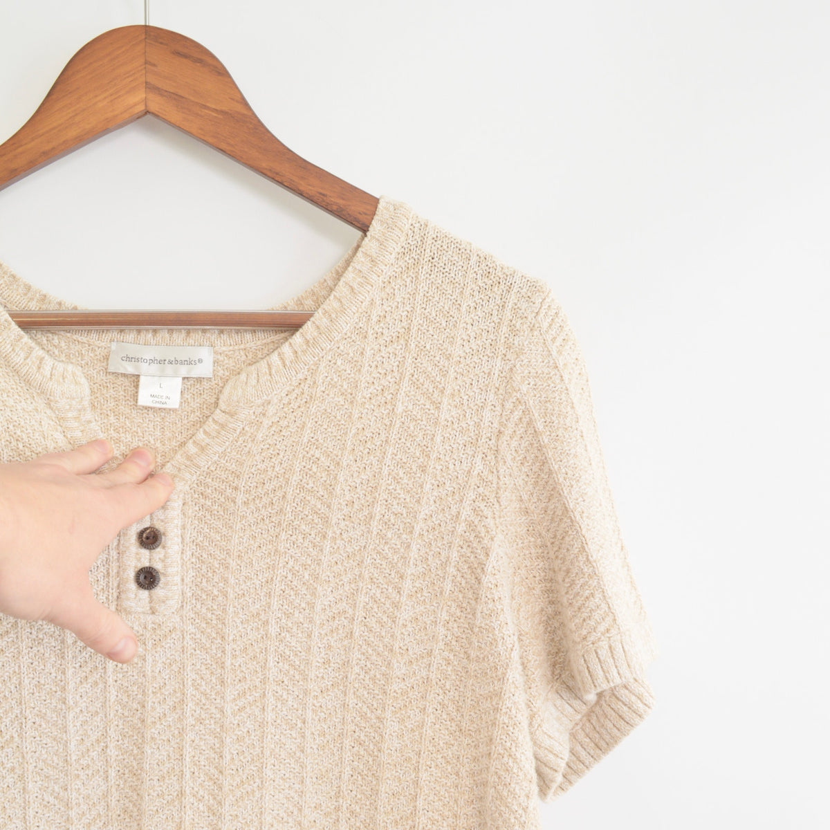 oversized cream and beige cotton sweater tee