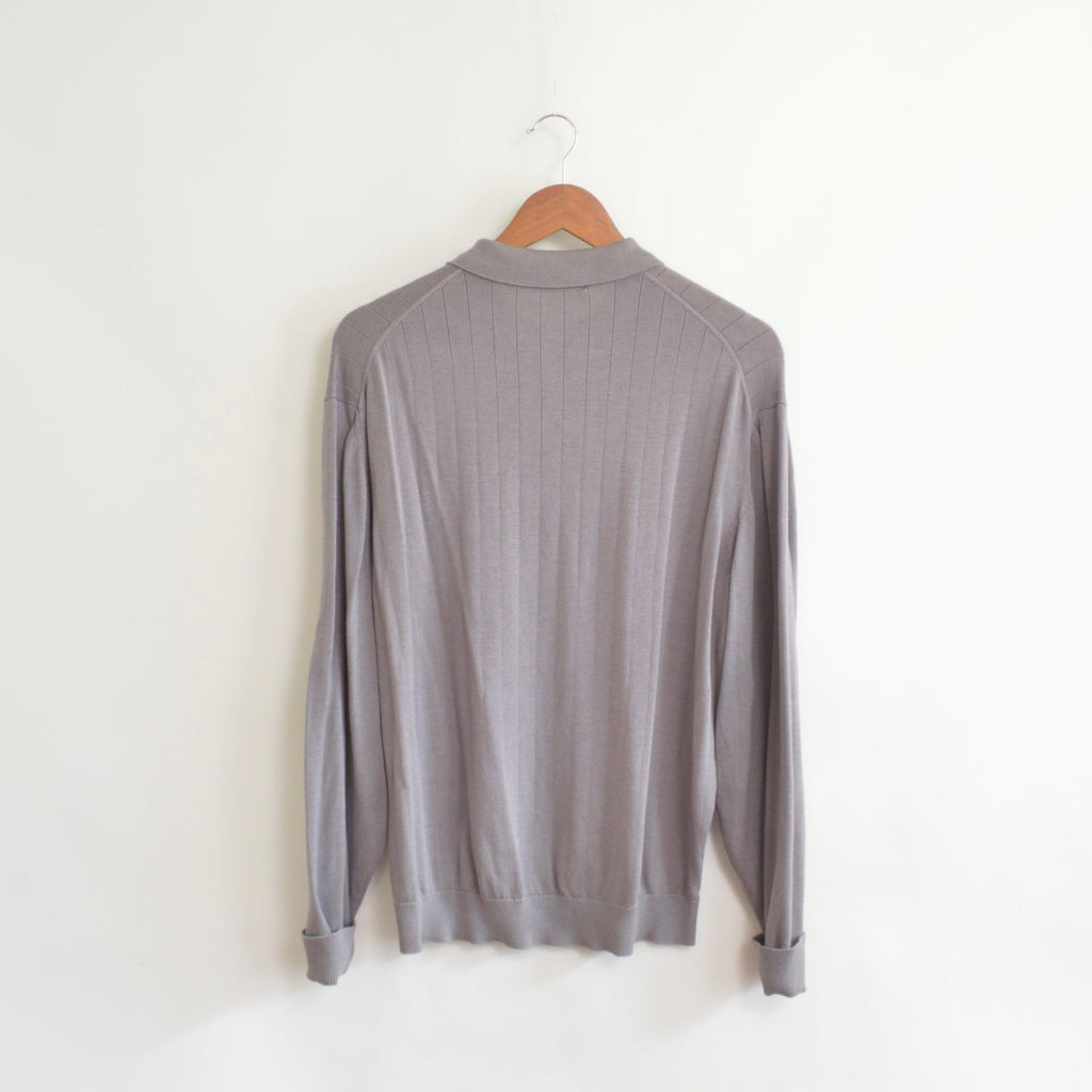 brandini silk and cotton blend ribbed and collared sweater