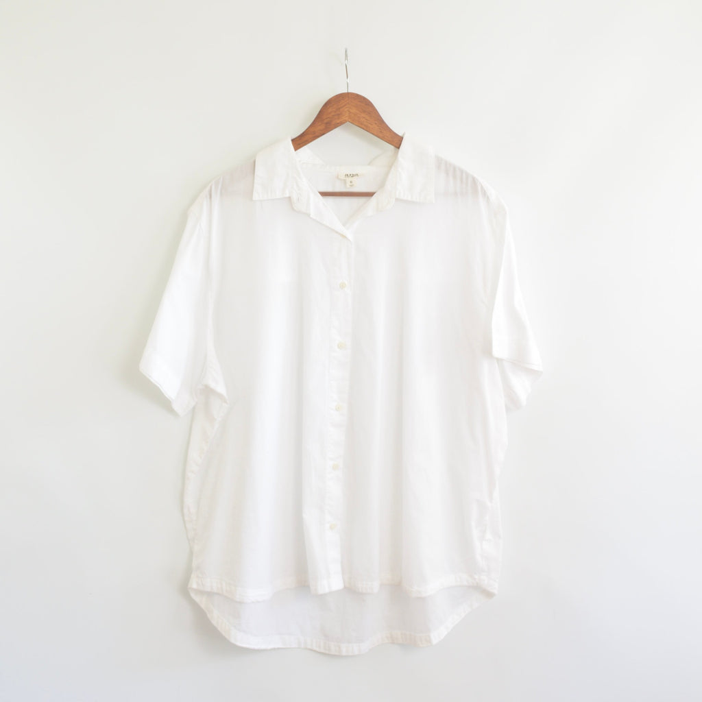 boxy cut 100% cotton white button down top
