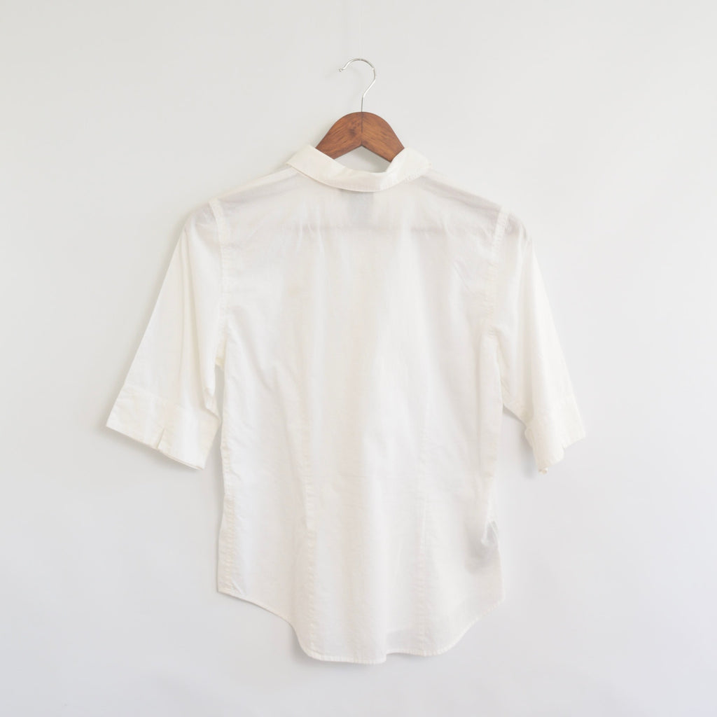 white cotton quarter length sleeve vintage ralph lauren button down