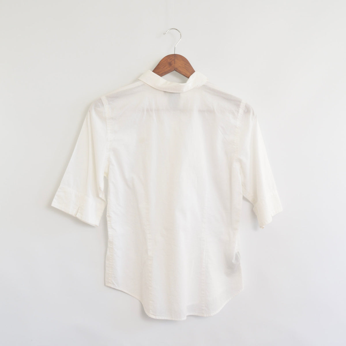 white cotton quarter length sleeve vintage ralph lauren button down