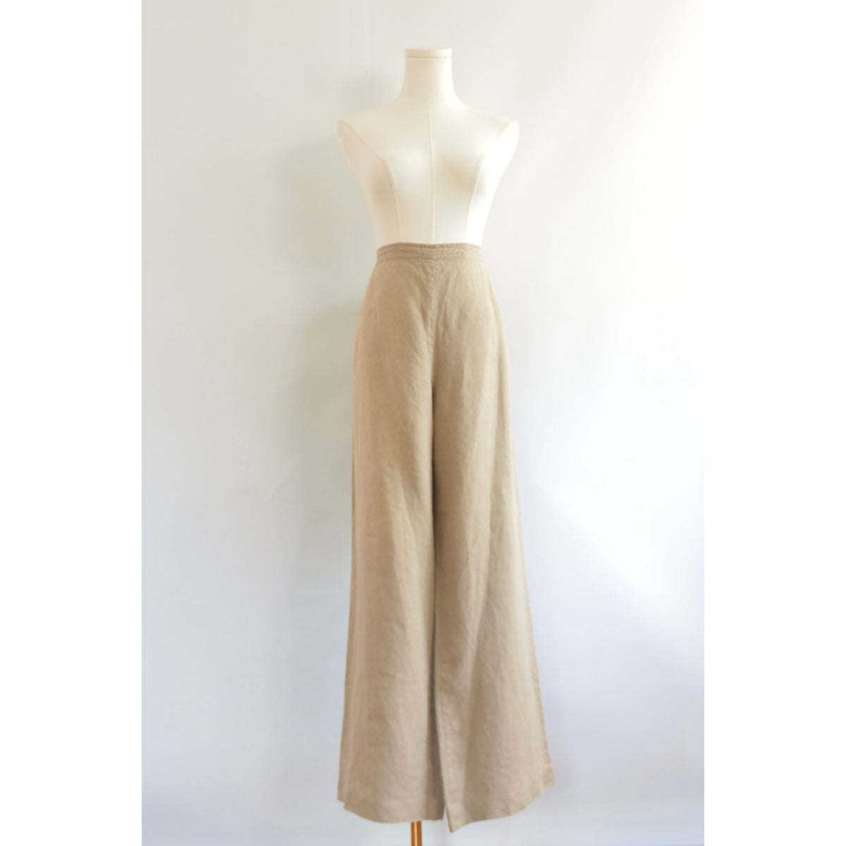 fully lined wide leg tan linen pants