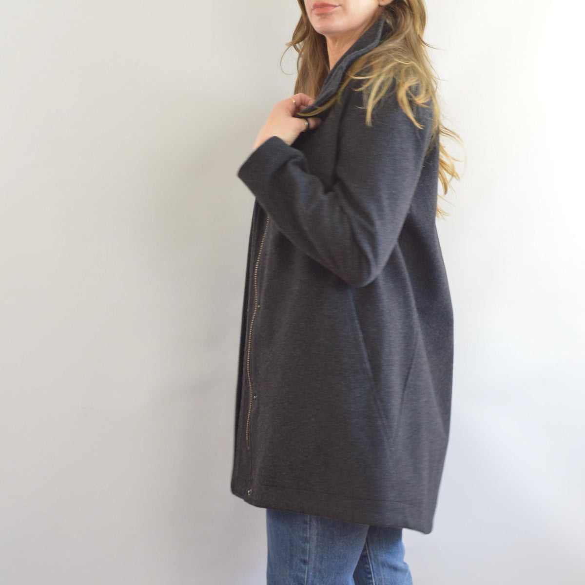 dark charcoal gray vintage pendleton zip up overcoat
