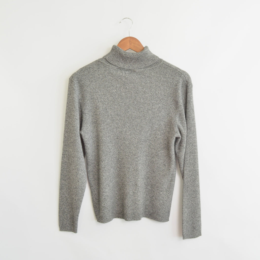 charcoal gray speckled pure cotton vintage liz claiborne sport turtleneck