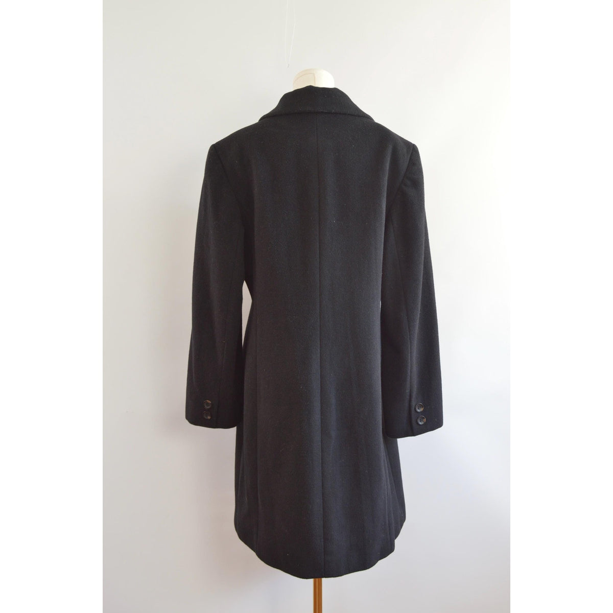 fully lined mid length vintage jones new york black wool overcoat