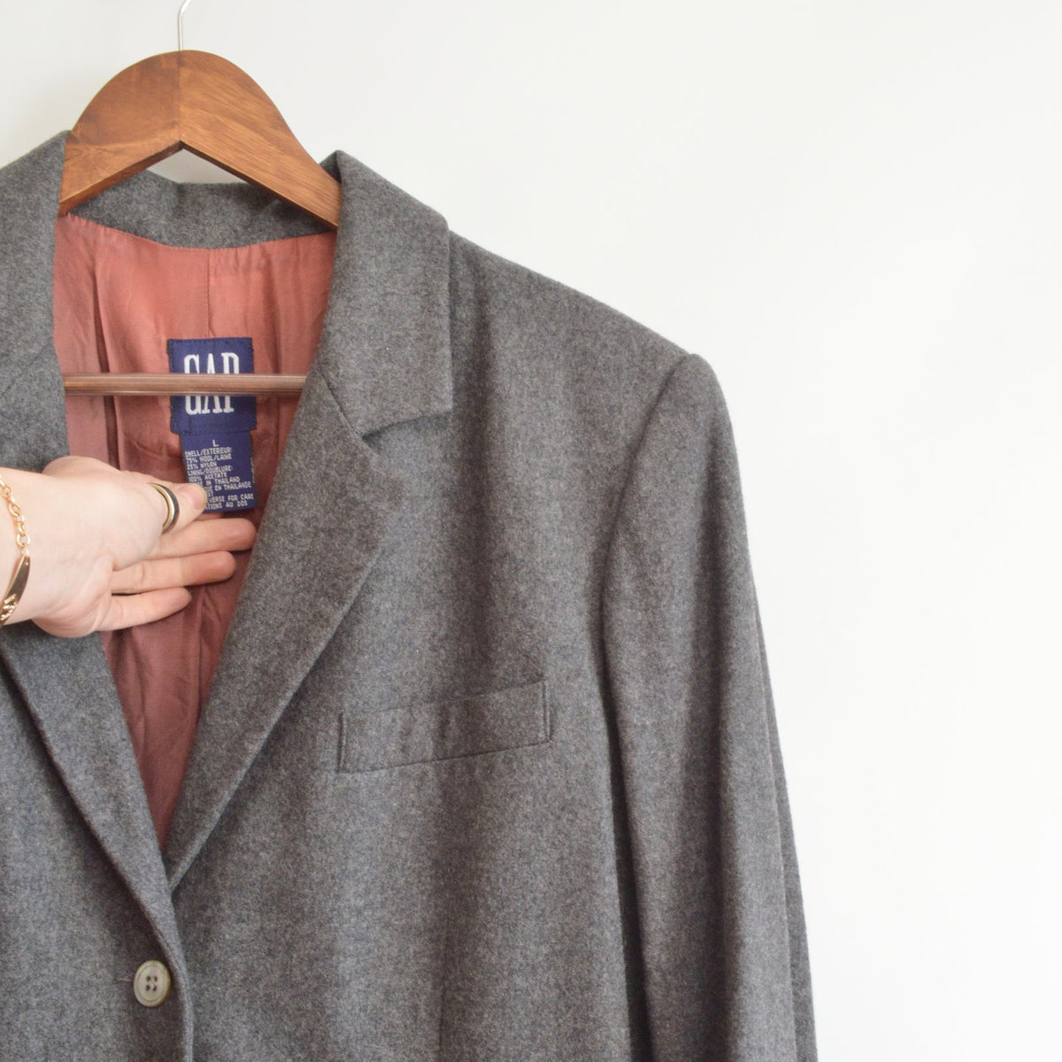 oversized wool blend vintage charcoal gray gap blazer