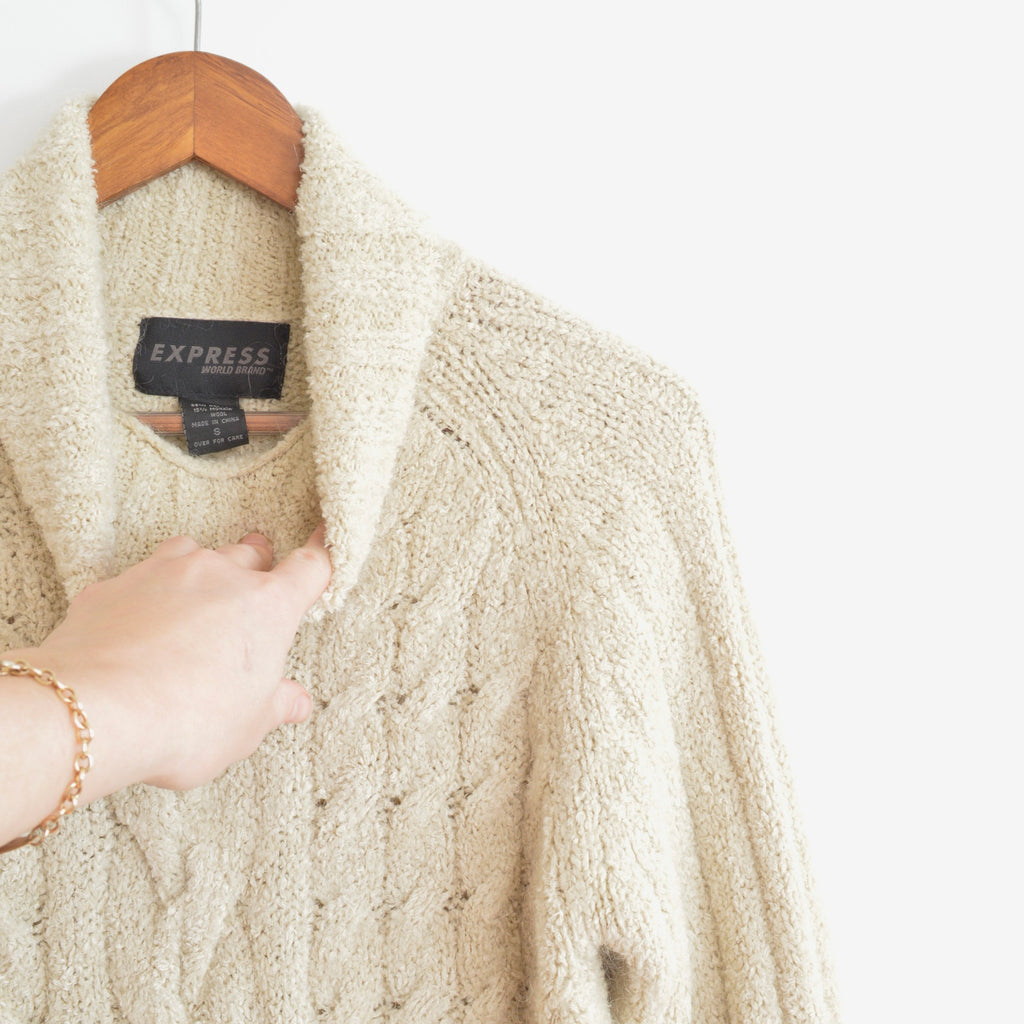 vintage express taupe grey/beige mohair blend turtleneck