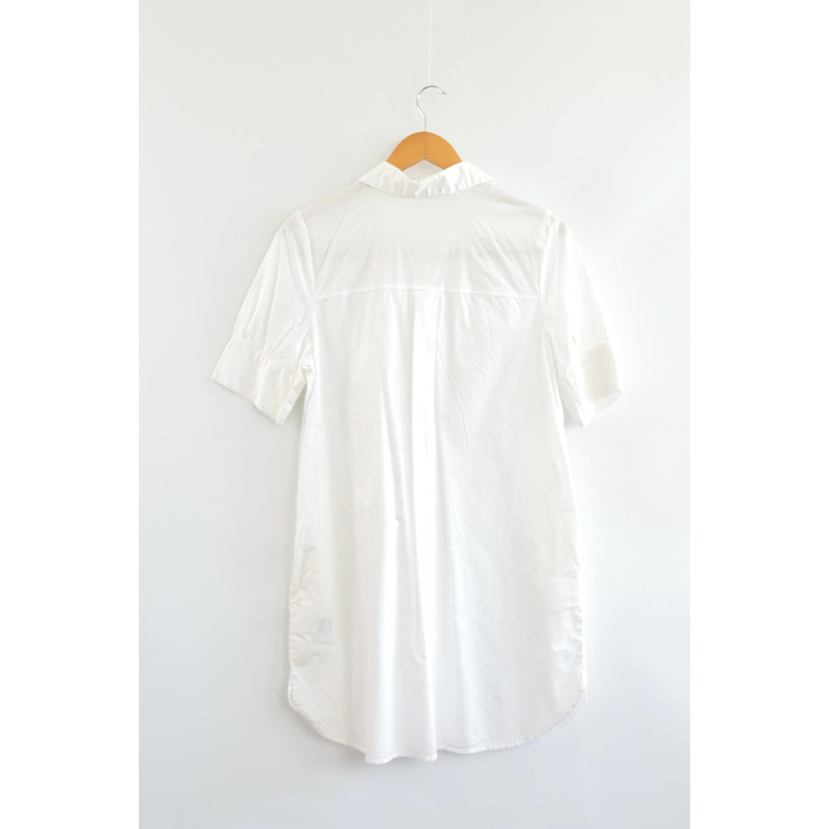 white cotton mini shirt dress