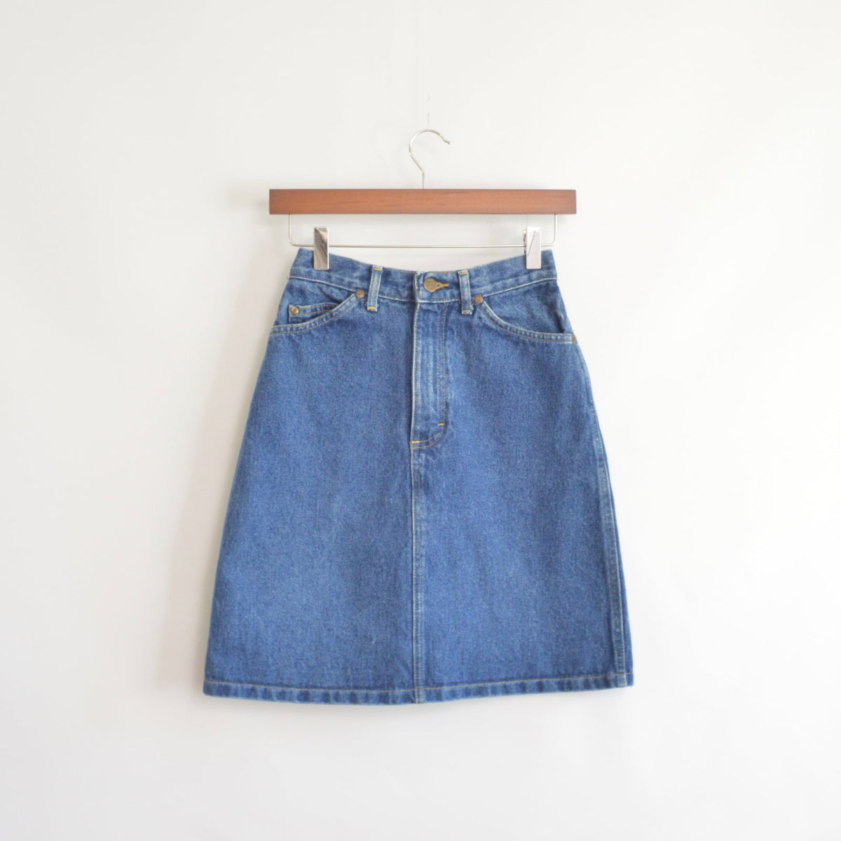 high waisted medium wash denim lee skirt