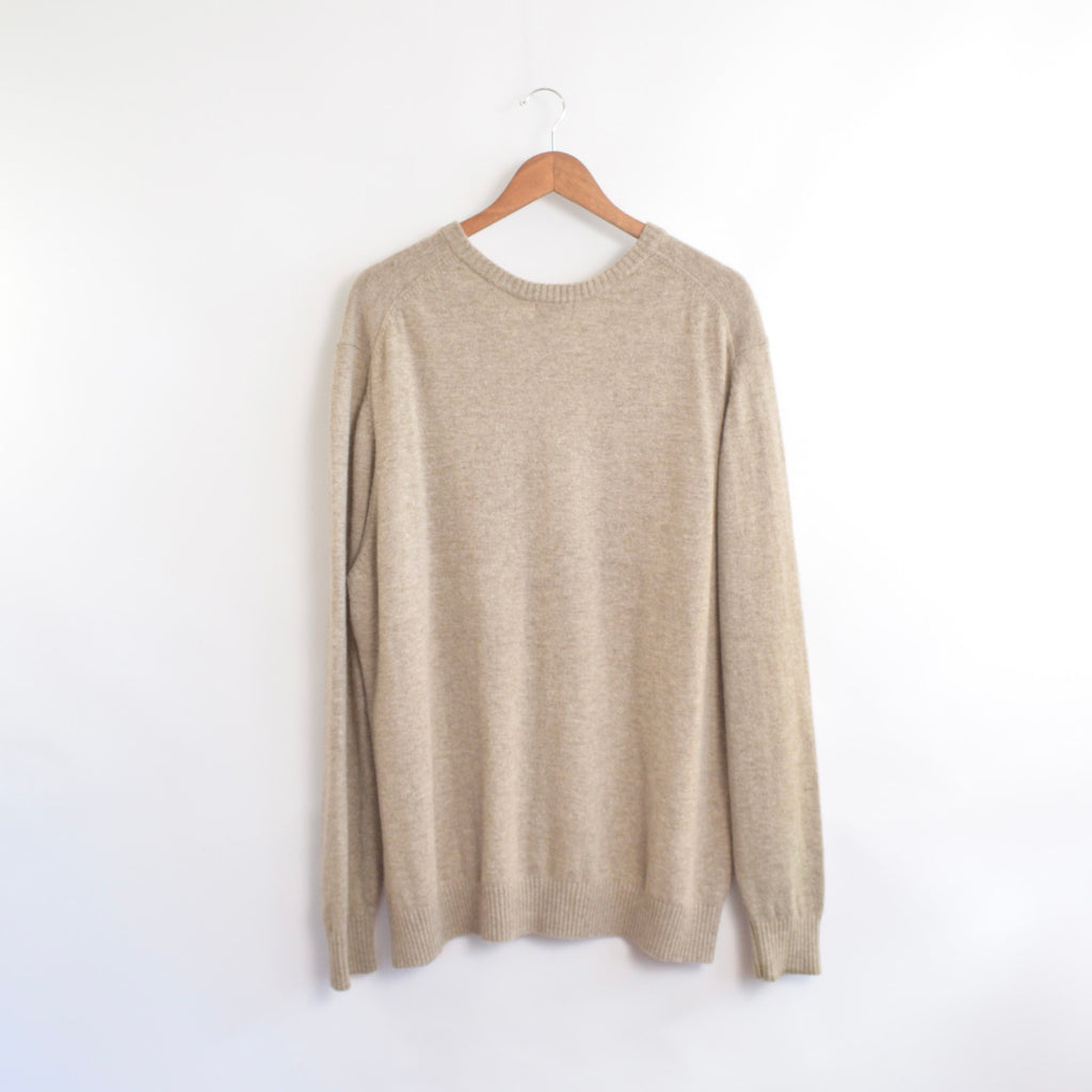 oversized cozy vintage ll bean v neck oatmeal wool sweater