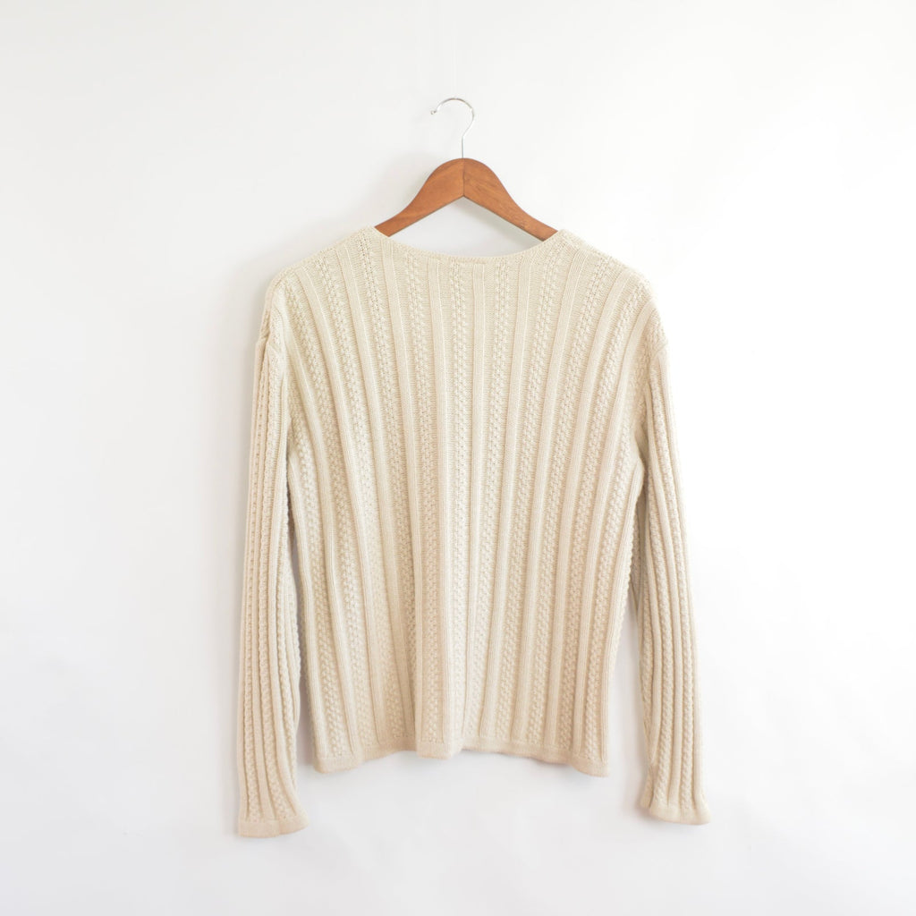 beige/gray liz sport cotton ribbed cardigan