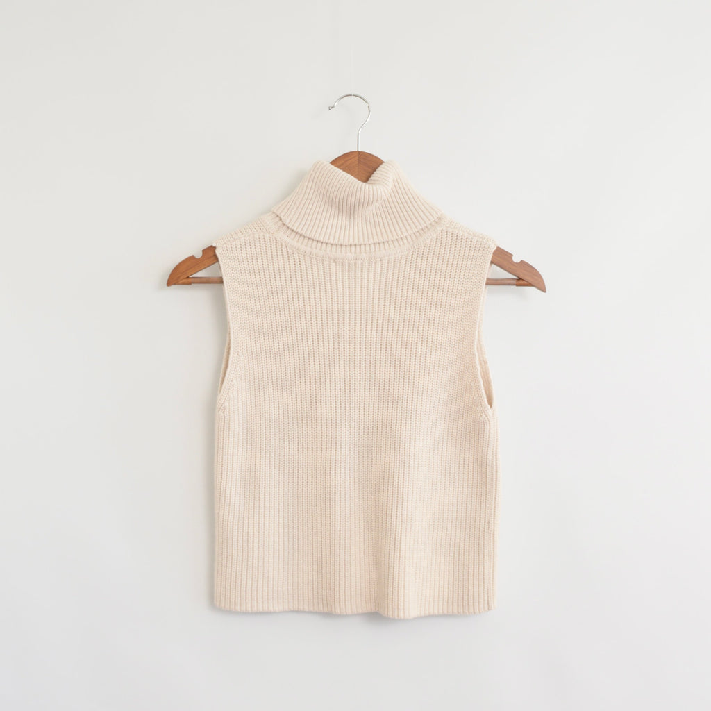 light beige cropped cotton turtleneck sweater tank