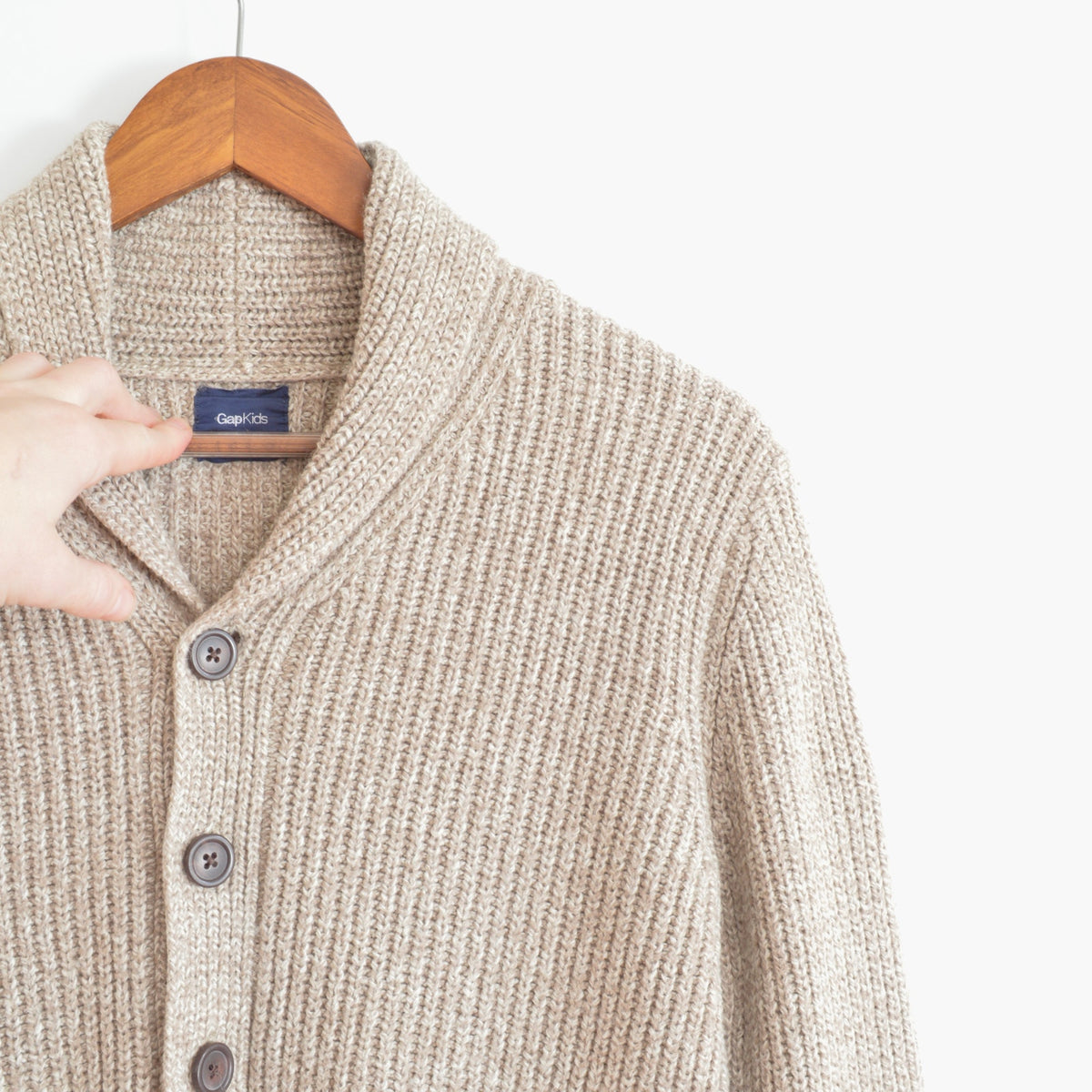 oatmeal cotton gap kids fisherman cardigan