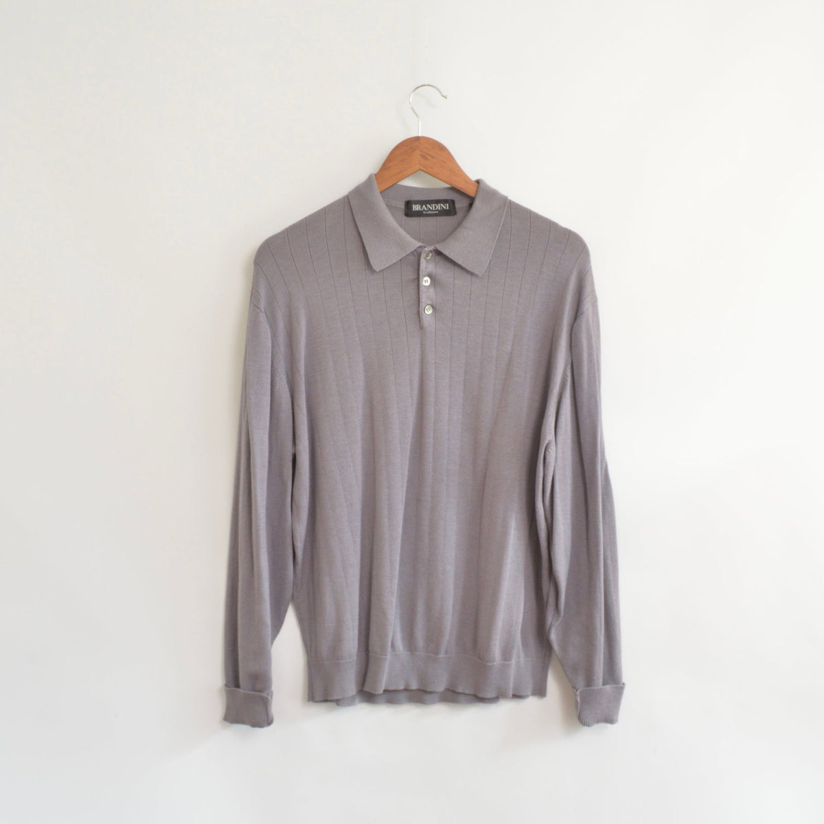 brandini silk and cotton blend ribbed and collared sweater