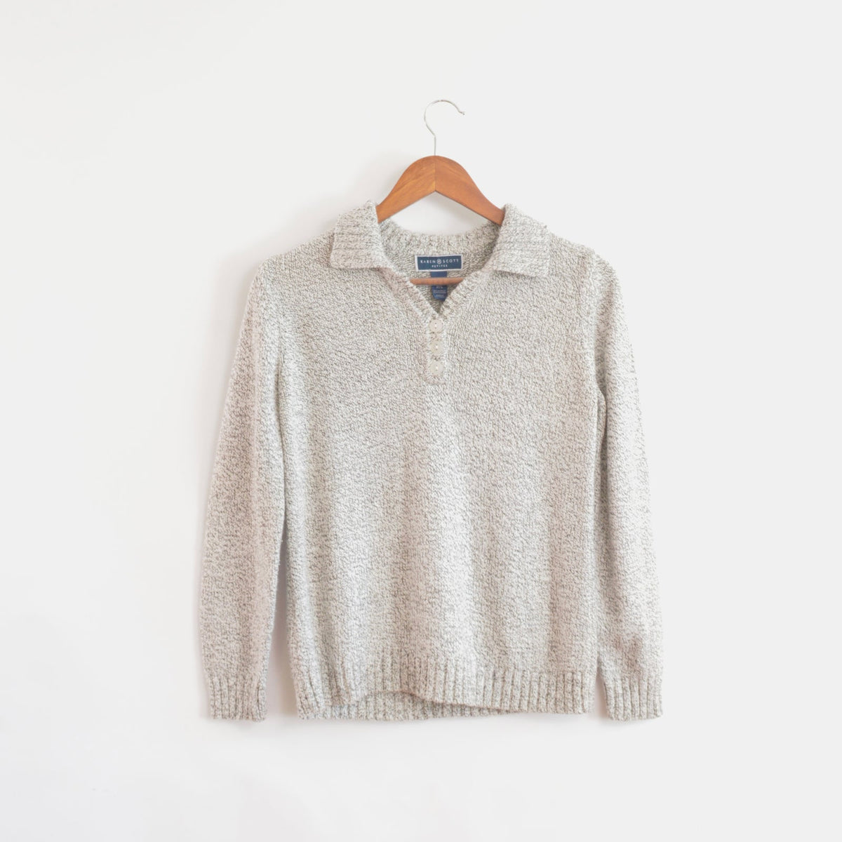 cropped black ad white karen scott quarter button sweater