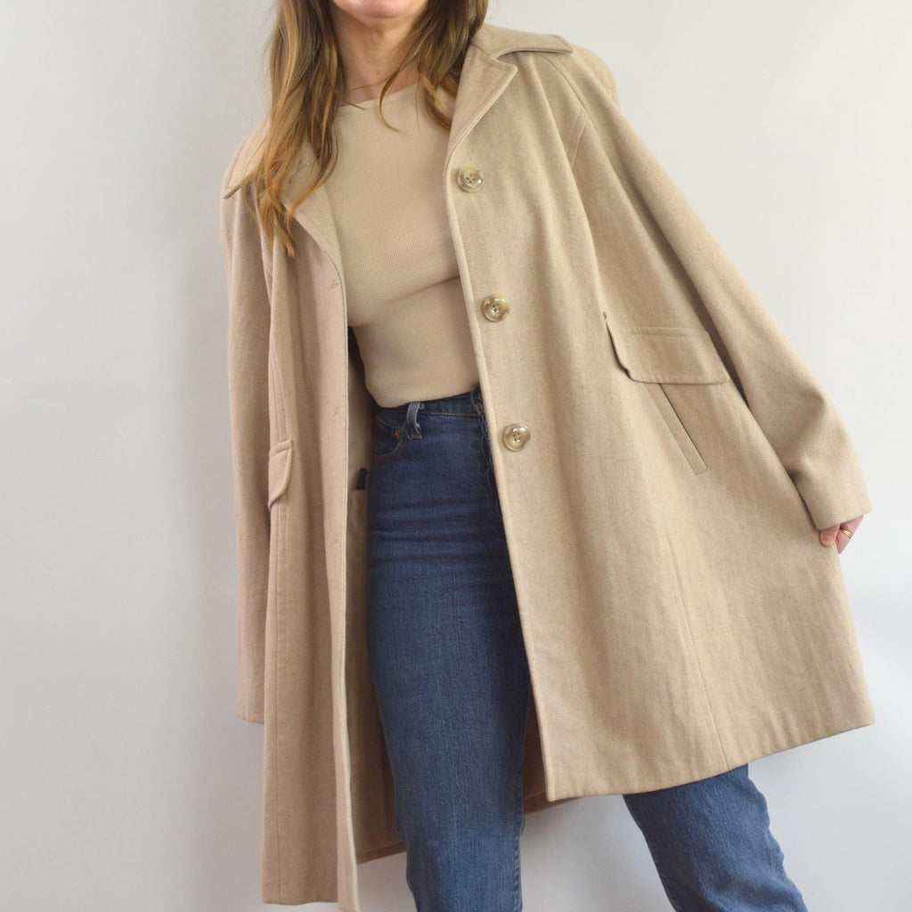 perfect mid length light beige vintage london fog wool overcoat