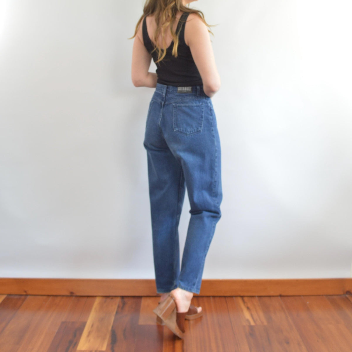 over dyed dark wash vintage high waisted straight leg gitanos